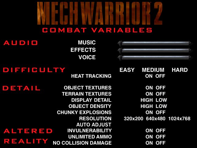 Combat Variables with various settings in one image