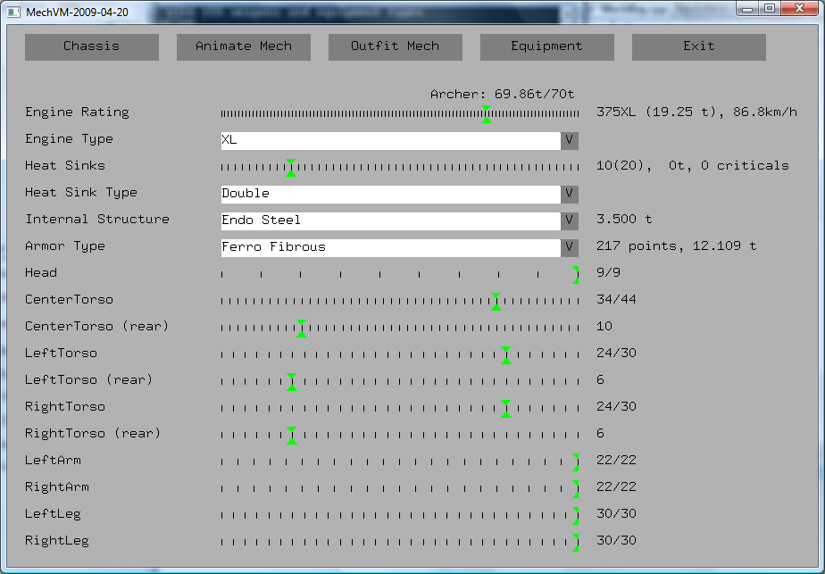 Equipment options in MechVM