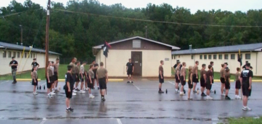 Falling in formation preparing to run.